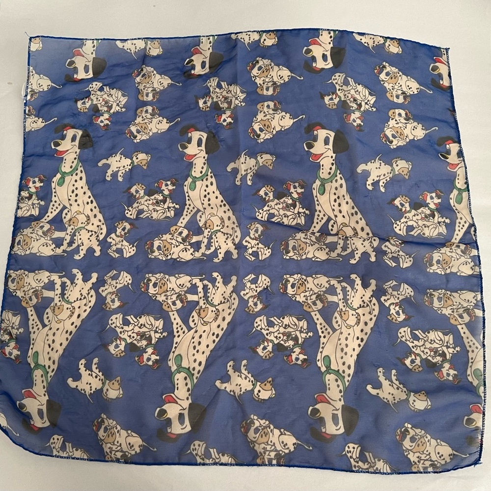 Vintage 90’s Unbranded Royal Blue Novelty Dalmatian Print Sheer Scarf FLAWED